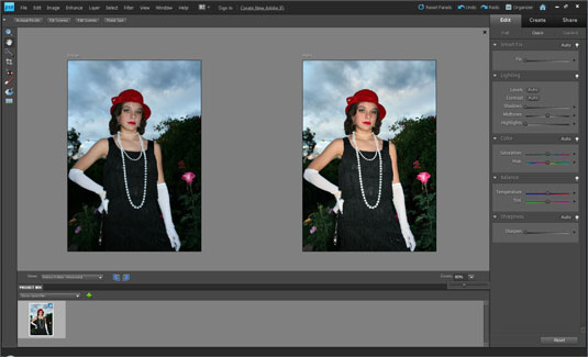 Edit Quick mode enables you to view before-and-after previews of your image.