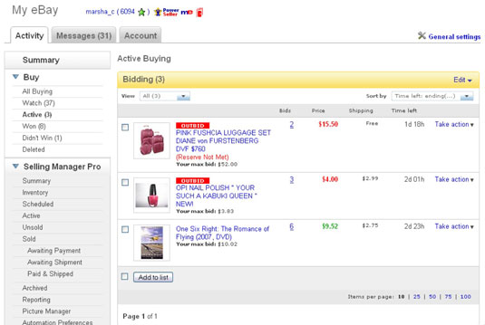 Keeping track of your bidding.