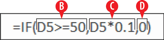 An IF function with three arguments.