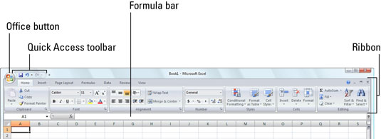 Find the Office button in the upper-left corner of the Excel 2007 window.