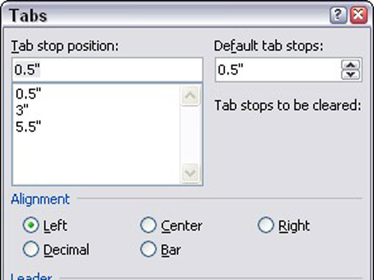 Get more precise control over your tabs using the Tabs dialog box.