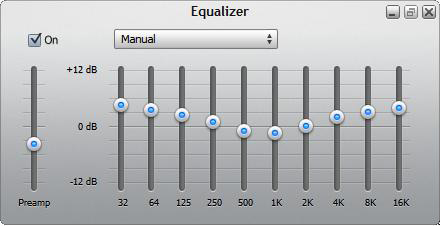 Use the equalizer to adjust the volume of individual frequencies.