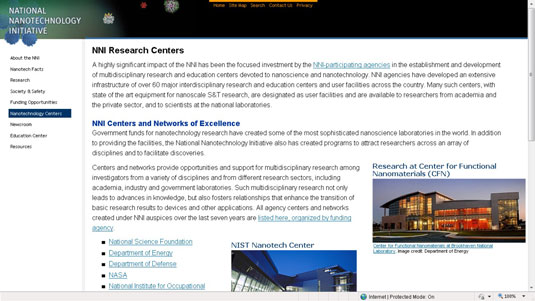 National Nanotechnology Initiative website.