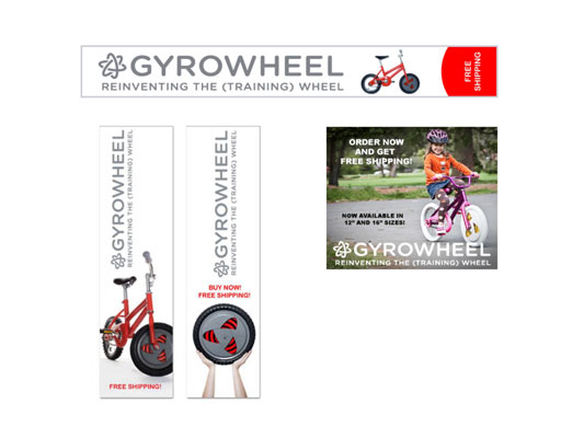 Examples of the banner ads used in the online ad campaign for Gyrobike. [Credit: Courtesy of Gyrobi