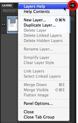 Click the icon in the top-right corner of a panel to open the Options menu.