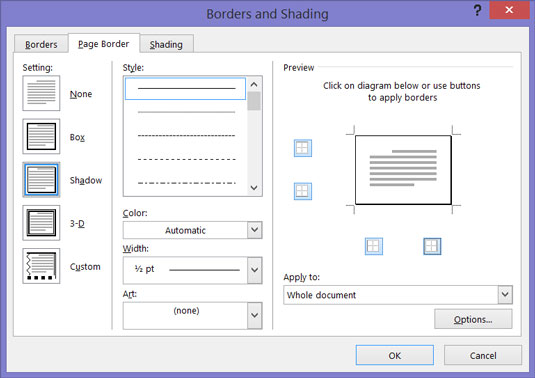 Putting borders on pages.