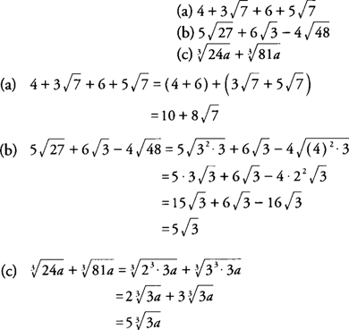 Adding and Subtracting Radical