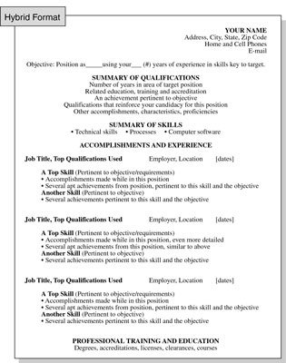 When you create a resume using the hybrid format, build a functional format