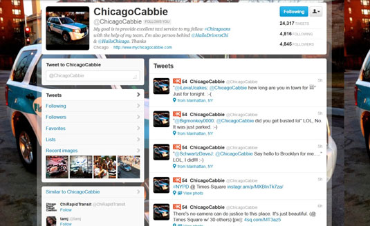 @ChicagoCabbie finds fares by making friends in his city.