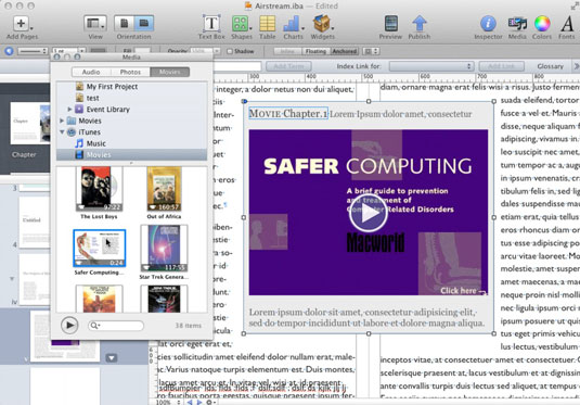 The Media Browser lets you add a video file to a media object.