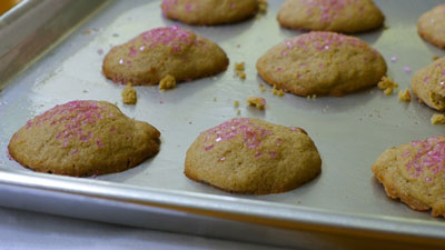 A simple, metal cookie sheet provides a great background for these cookies. [Credit: Focal length: