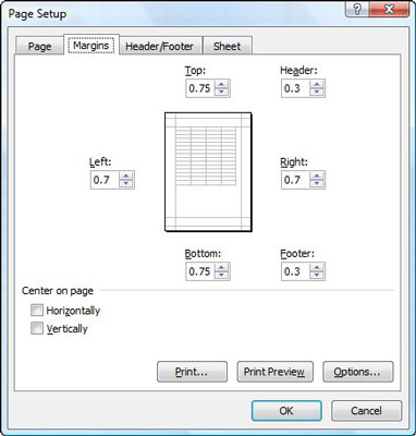 Adjust your report margins from the Margins tab in the Page Setup dialog box.