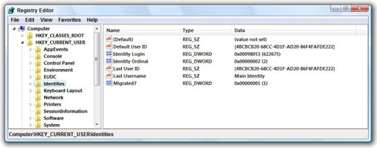 Inside the HKCUIdentities key.