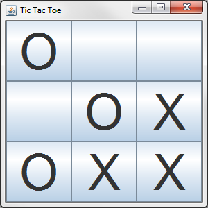 The user interface for a Tic-Tac-Toe program.