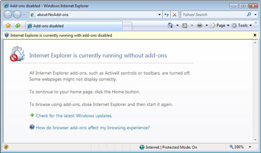 Start a clean copy of Internet Explorer.