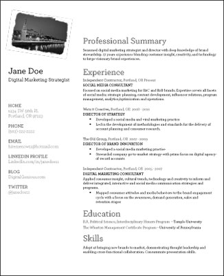 online resume format