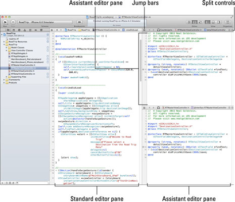 The source editor with Standard and Assistant editor panes.