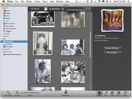 Manage the album in your MobileMe Gallery and edit its information.