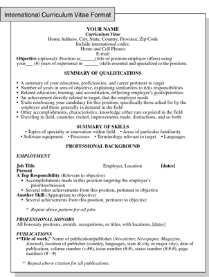 functional resume template. Consider the international CV