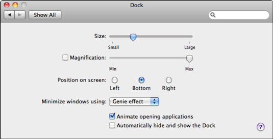 Set your Dock preferences.