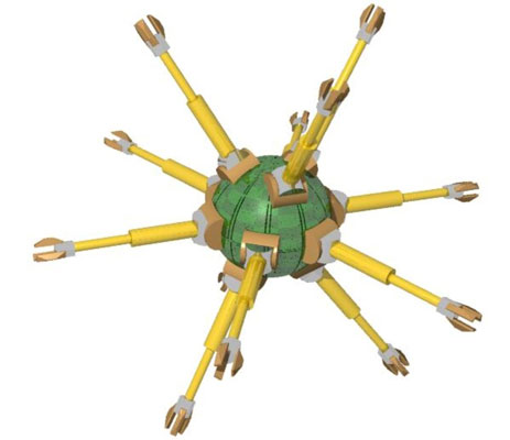 A 12-arm nanorobot which, in swarms, could join to build virtually anything. [Credit: Courtesy of J