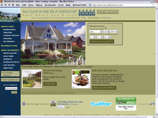 The primary website for MacCallum House. [Credit: Courtesy of www.maccallumhouse.com & www.hoim