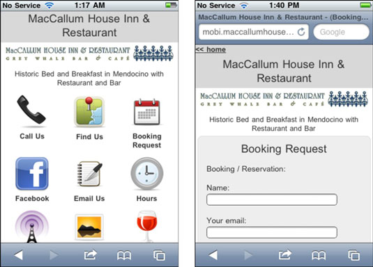 The primary MacCallum House website, pared for mobile use. [Credit: Courtesy of www.maccallumhouse.