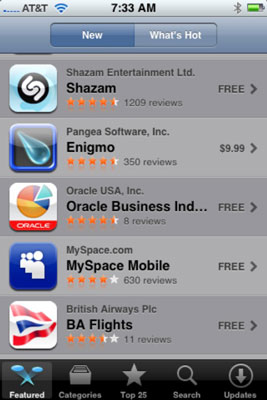 Tap the New or What’s Hot tab to find the latest apps.