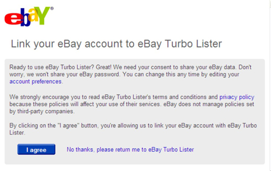Linking your account to Turbo Lister.
