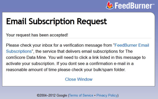 Clear confirmation that you have subscribed.