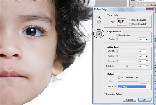 Use the Refine Radius tool to make difficult selections easier to create.