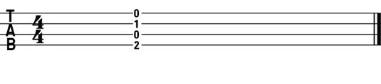 Tab for an F chord.
