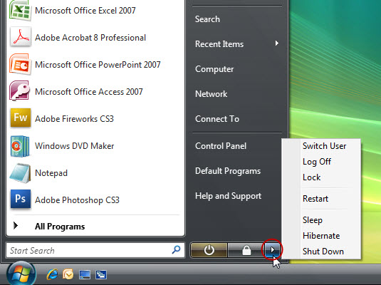 You can find several options for shutting down your PC from the Start menu.