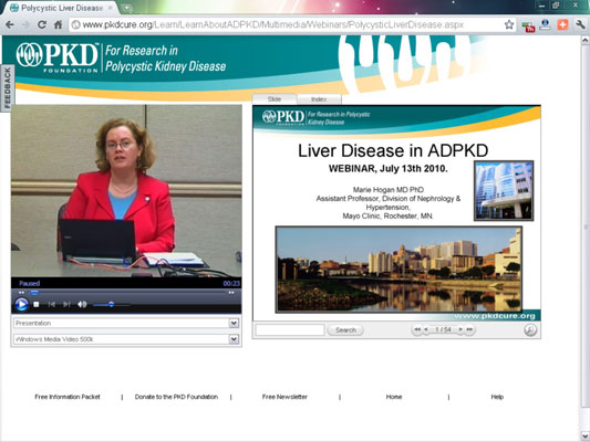 This webinar-on-demand, like others from PKDcure.org, helps educate the public. [Credit: Used with