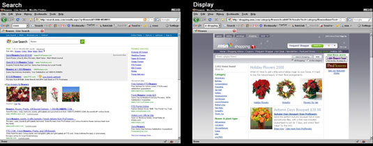 An MSN search ad next to a display ad