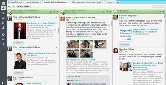 Monitoring a Facebook account on HootSuite.