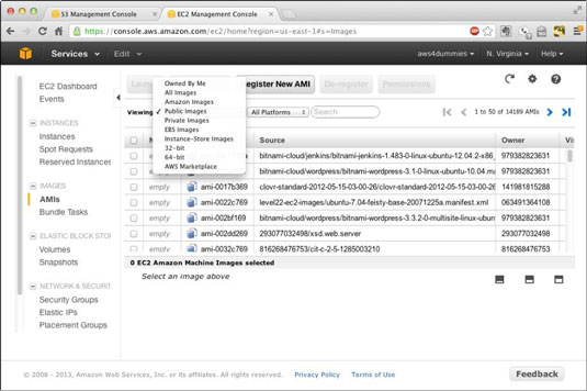 The EC2 Amazon Machine Image panel.