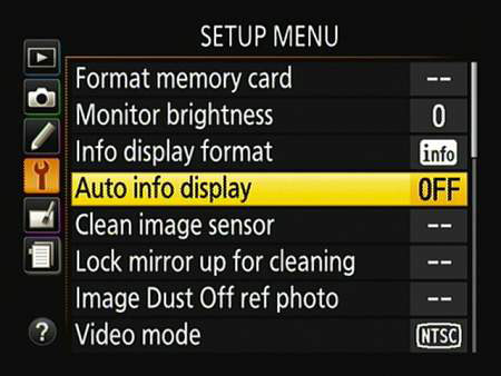 Turn off this option to prevent the Information display from appearing automatically.