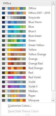 The Colors drop-down list.