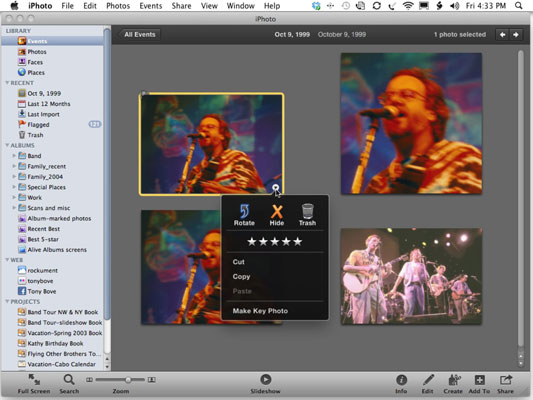 Scroll the Viewer pane to see thumbnails of the pictures for an event.