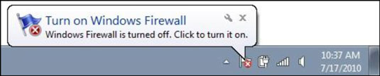 The Action Center notification for important issues.
