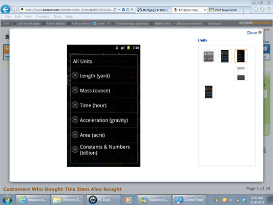 Tap the Unit key to get a list of common units.