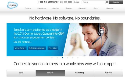Salesforce's website has intuitive navigation.