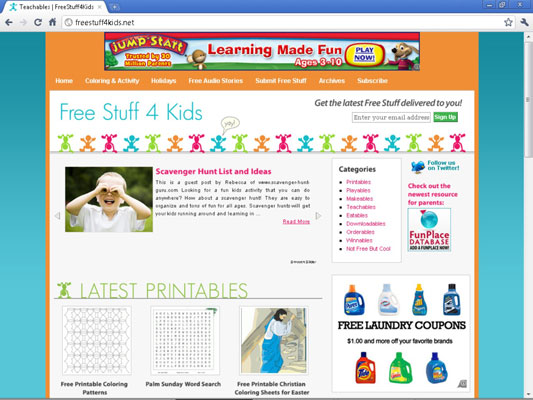 Banner ads appear at the top and in a sidebar.