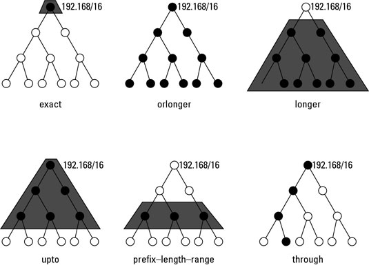 A topology showing the different types of matches.