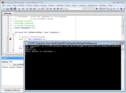 Figure 8: Control appears to go away when the program is waiting for user input.
