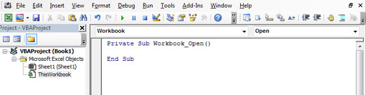 The default Open event for the Worksheet object.