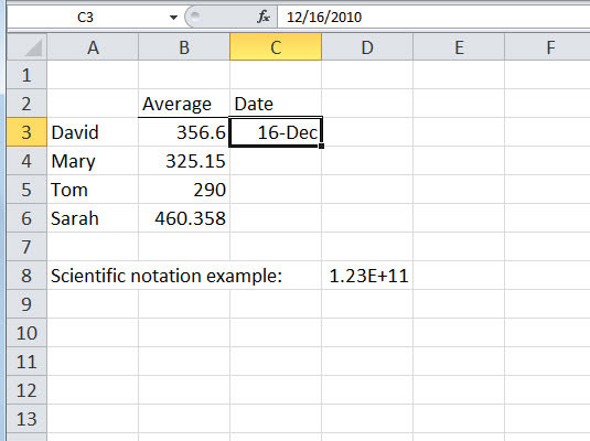 Excel recognizes dates when you enter them in a familiar format.