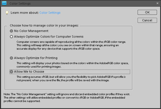 Manage colors with the Color Settings dialog box.