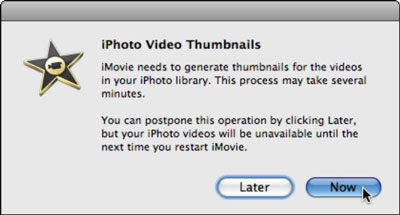 iMovie gathers any video clips in iPhoto.